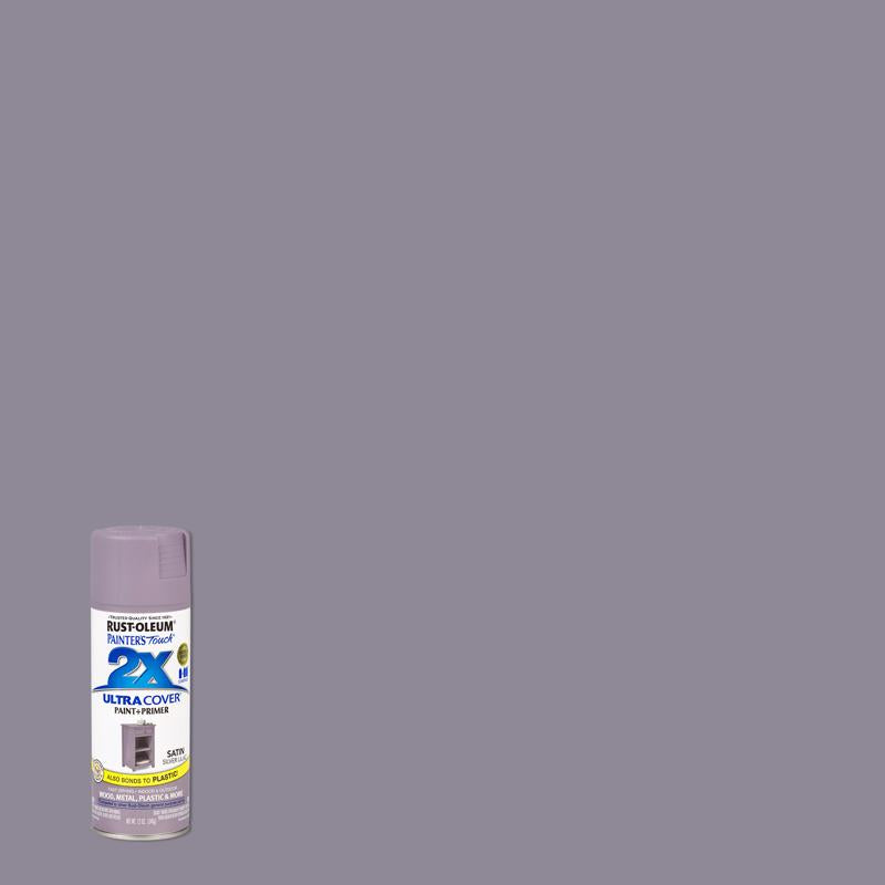 Rust-Oleum Painters Touch 2X Satin Silver Lilac Paint+Primer Spray Paint 12 oz