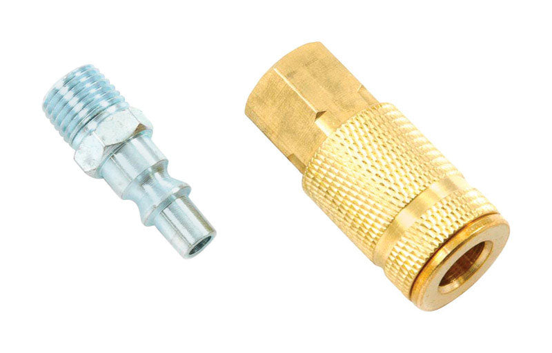 Forney Brass/Steel Air Coupler and Plug Set 1/4 in. 1/4 in. 2 pc