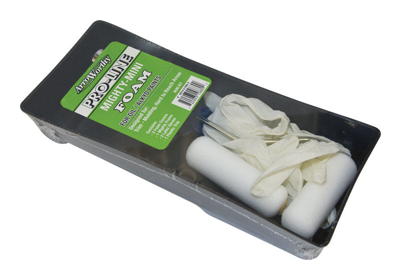 ArroWorthy ProLine Mighty-Mini Foam 4 in. W X 3/8 in. Mini Paint Roller Kit 1 pk