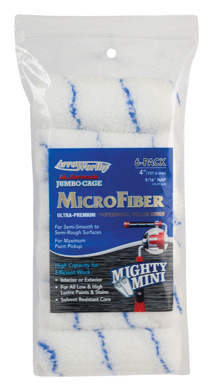 ArroWorthy Barracuda Microfiber 4 in. W X 9/16 in. Jumbo Paint Roller Cover 6 pk
