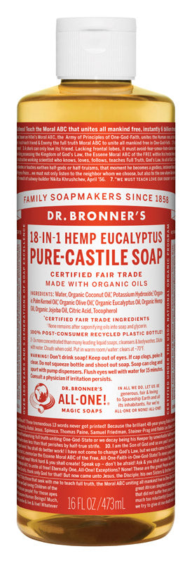 Dr. Bronner's 18-in-1 Organic Eucalyptus Scent Pure-Castile Liquid Soap 16 oz 1 pk
