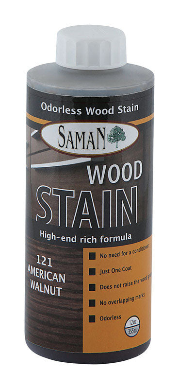 Saman Semi-Transparent American Walnut Water-Based Wood Stain 12 oz