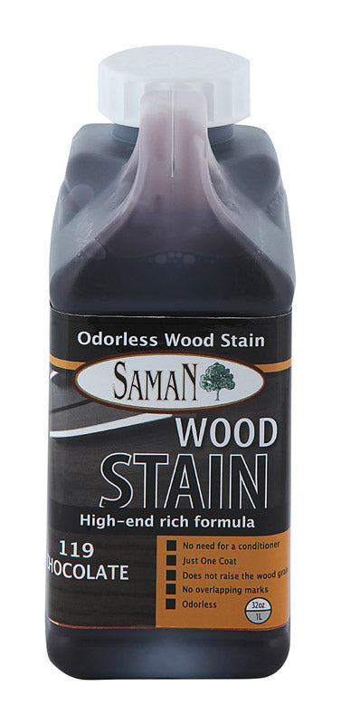 Saman Semi-Transparent Chocolate Water-Based Wood Stain 32 oz