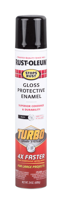 Rust-Oleum Stops Rust Turbo Spray System Gloss Black Protective Enamel Spray Paint 24 oz