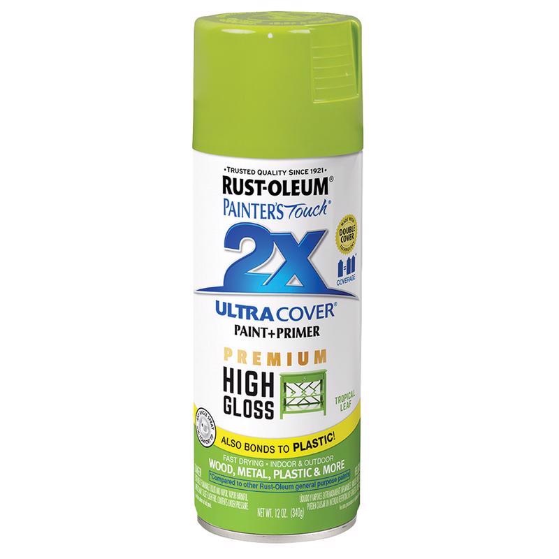 Rust-Oleum Painter's Touch 2X Ultra Cover High-Gloss Tropical Leaf Paint+Primer Spray Paint 12 oz