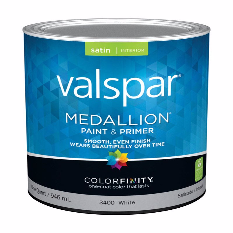 Valspar Medallion Satin White Paint and Primer Interior 1 qt