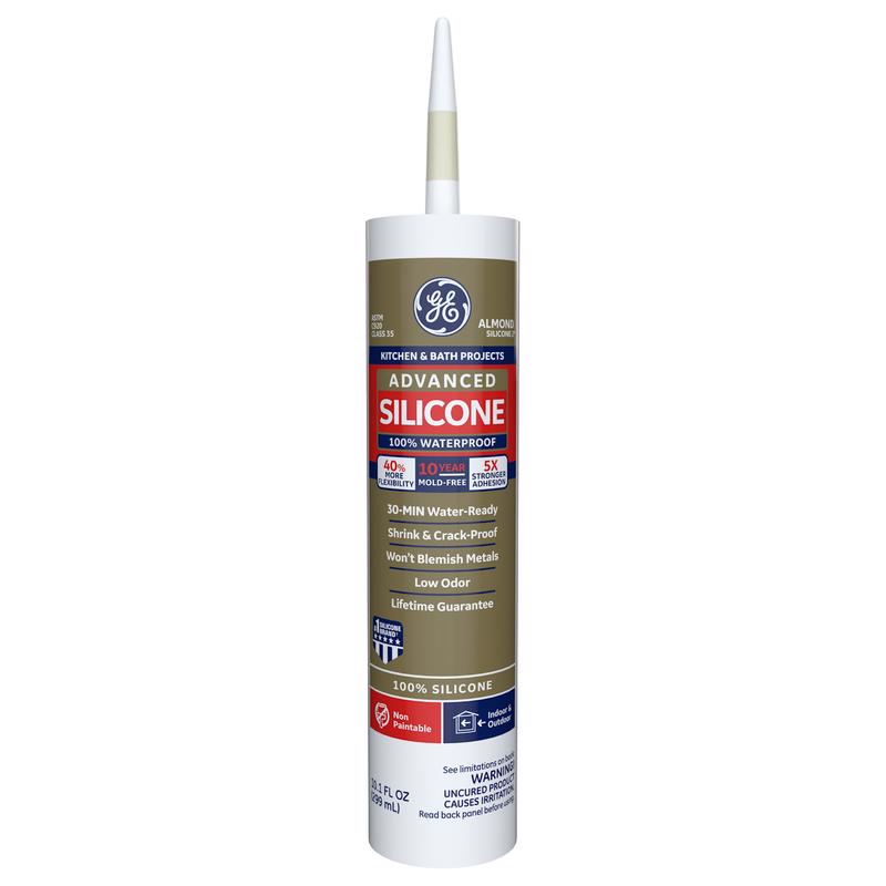 GE Advanced Almond Silicone 2 Kitchen and Bath Caulk Sealant 10.1 oz