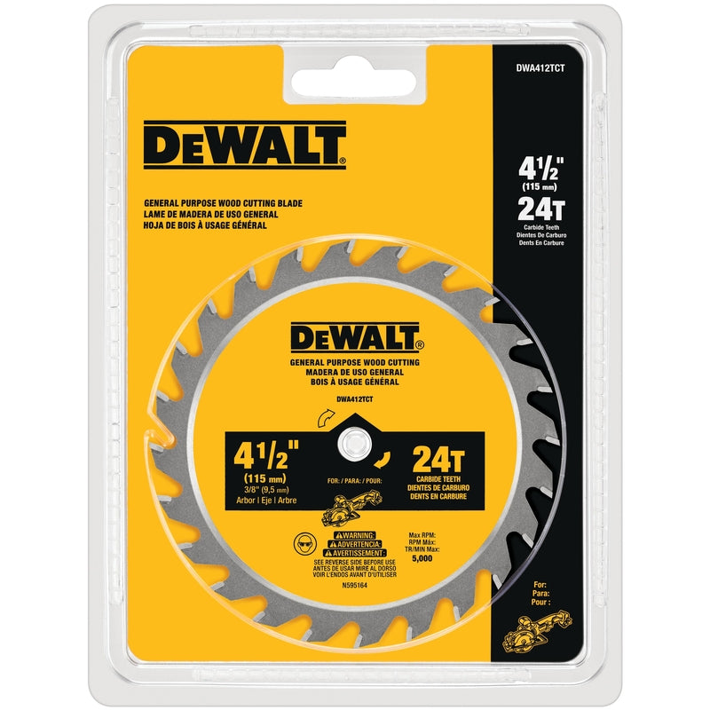 DeWalt 4-1/2 in. D X 3/8 in. Carbide Circular Saw Blade 24 teeth 1 pc