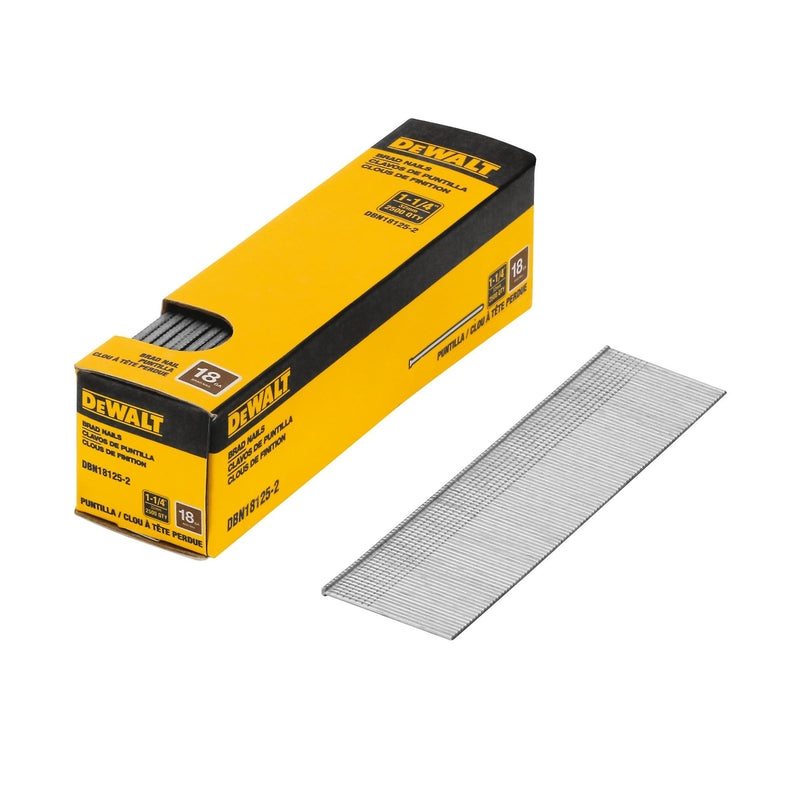 DeWalt 1-1/4 in. L X 18 Ga. Straight Strip Coated Brad Nails 2500 pk