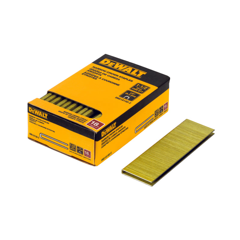 DeWalt 1/4 in. W X 1-1/2 in. L 18 Ga. Narrow Crown Finish Staples 2500 pk