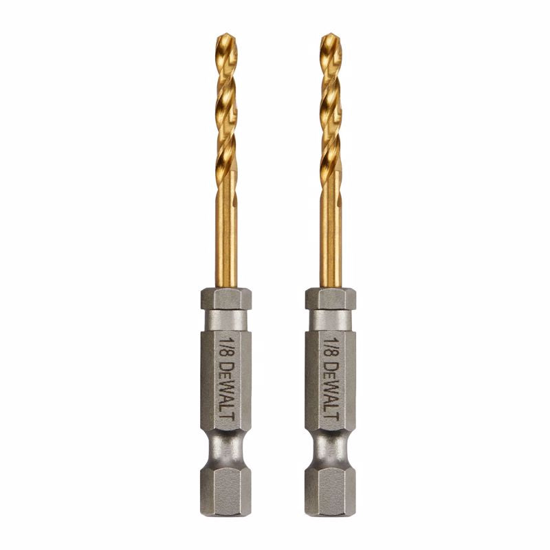 DeWalt 1/8 in. X 2-5/8 in. L Titanium Drill Bit Hex Shank 2 pk
