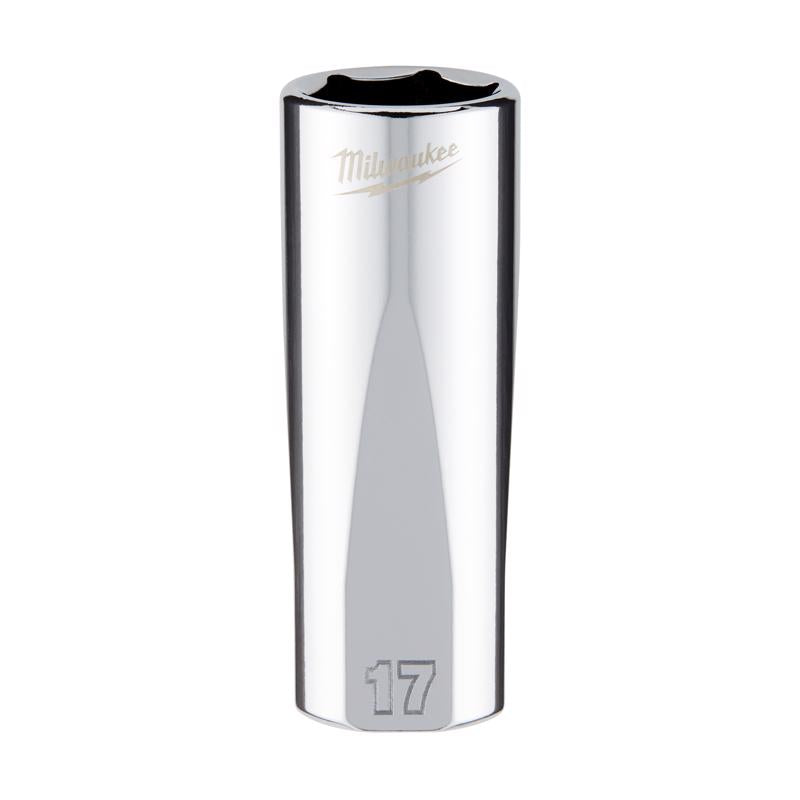 Milwaukee 17 mm X 3/8 in. drive Metric 6 Point Standard Deep Socket 1 pc