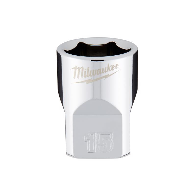 Milwaukee 15 mm X 3/8 in. drive Metric 6 Point Standard Socket 1 pc