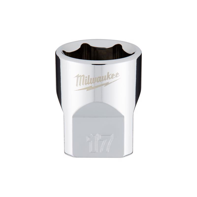 Milwaukee 17 mm X 3/8 in. drive Metric 6 Point Standard Socket 1 pc