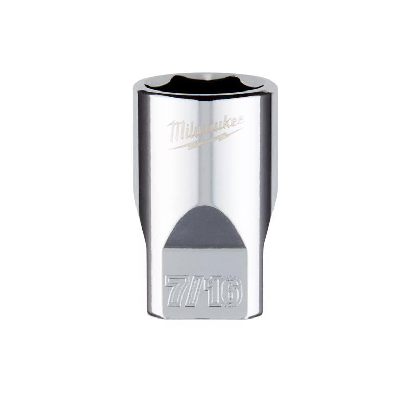 Milwaukee 7/16 in. X 1/4 in. drive SAE 6 Point Standard Socket 1 pc