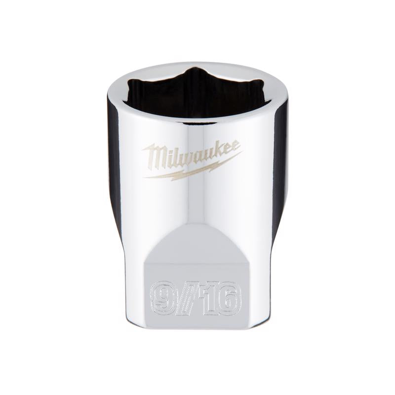 Milwaukee 9/16 in. X 1/4 in. drive SAE 6 Point Standard Socket 1 pc