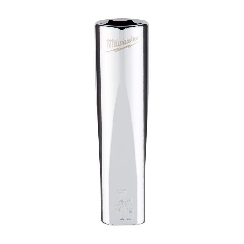 Milwaukee 7/16 in. X 3/8 in. drive SAE 6 Point Standard Deep Socket 1 pc