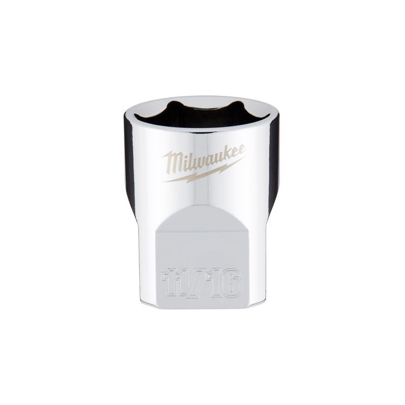 Milwaukee 11/16 in. X 3/8 in. drive SAE 6 Point Standard Socket 1 pc