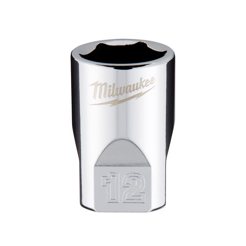 Milwaukee 12 mm X 1/4 in. drive Metric 6 Point Standard Socket 1 pc