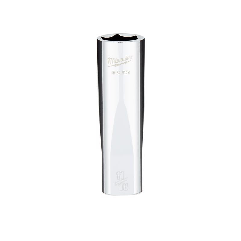 Milwaukee 11/16 in. X 1/2 in. drive SAE 6 Point Standard Deep Socket 1 pc