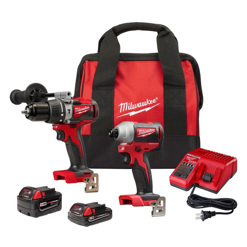 Milwaukee M18 Cordless Brushless 2 Tool Compact Hammer Drill and Impact Driver Kit