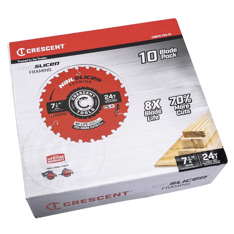 Crescent NailSlicer 7-1/4 in. D X 5/8 in. Framing Carbide Circular Saw Blade 24 teeth 10 pk