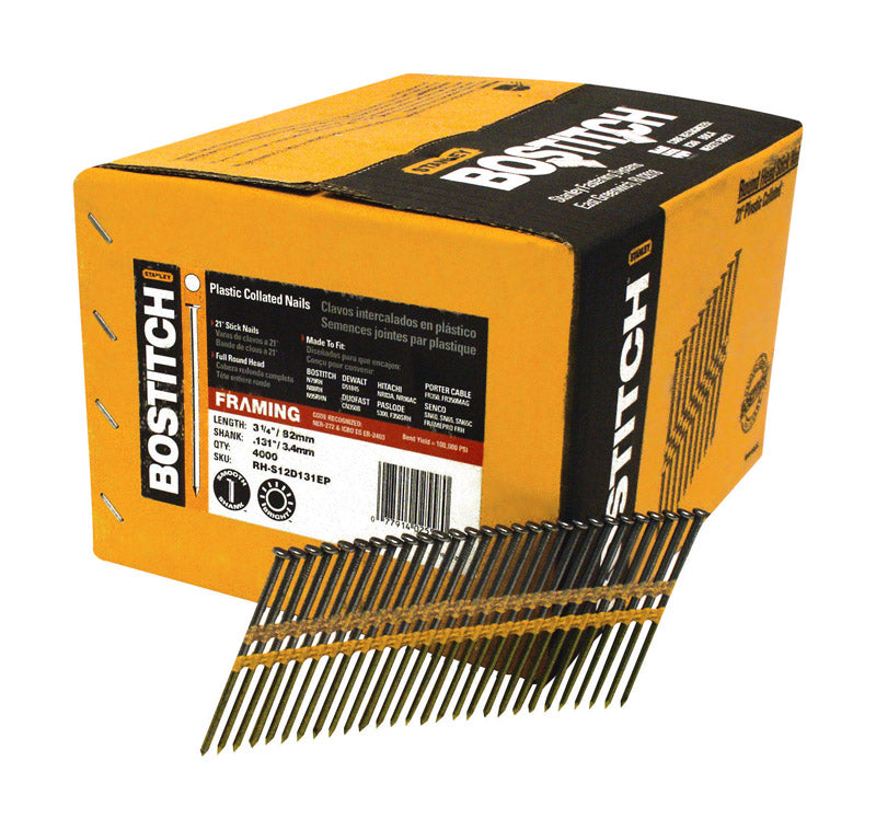 Bostitch 3-1/4 in. L Angled Strip Coated Framing Nails 21 deg 4,000 pk