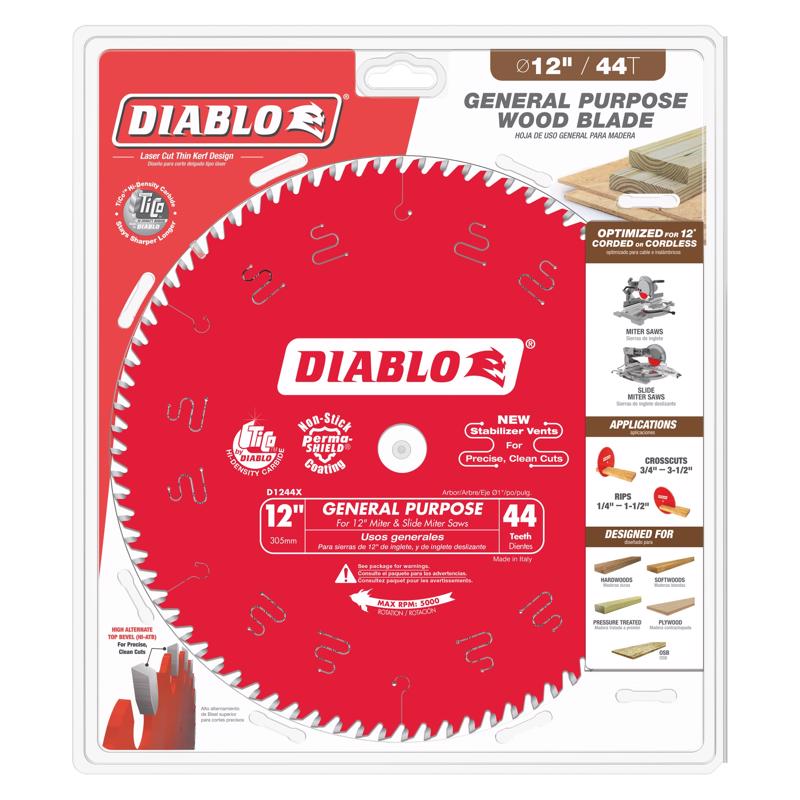 Diablo 12 in. D X 1 in. TiCo Hi-Density Carbide Circular Saw Blade Set 44 teeth 2 pk