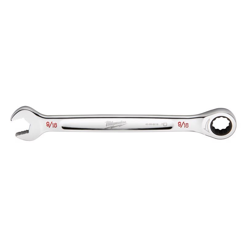 Milwaukee 9/16 in. X 9/16 in. 12 Point SAE Ratcheting Combination Wrench 7.8 in. L 1 pc
