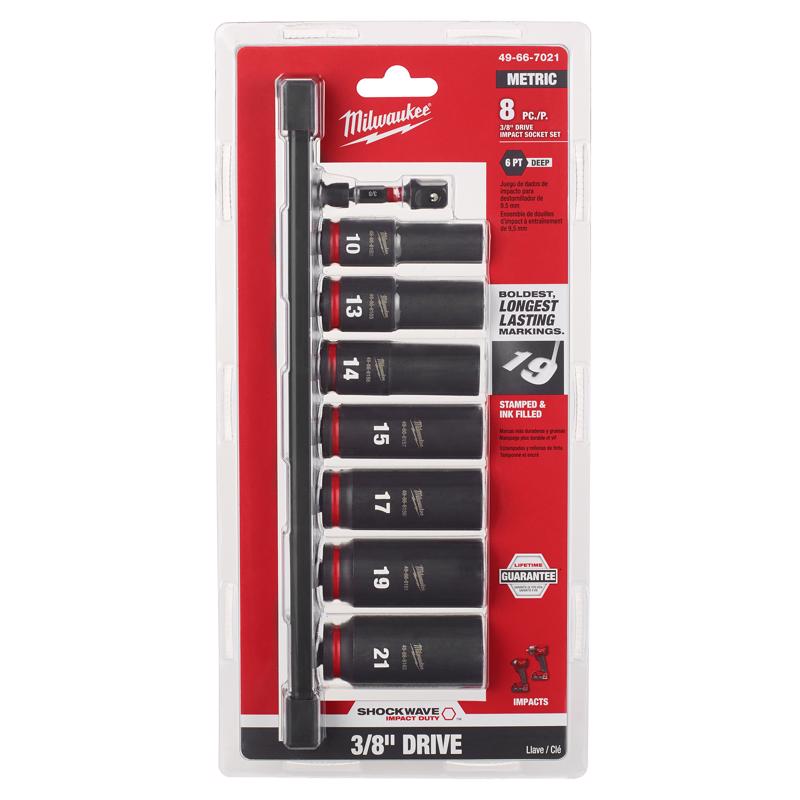 Milwaukee 3/8 in. drive Metric 6 Point Socket Set 8 pc