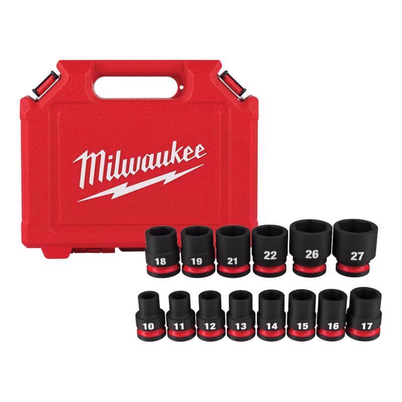 Milwaukee Shockwave 1/2 in. drive Metric 6 Point Standard Shallow Socket Set 14 pc