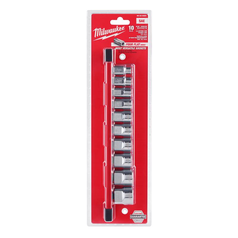 Milwaukee 3/8 in. drive SAE 6 Point Low Profile Socket Set 10 pc