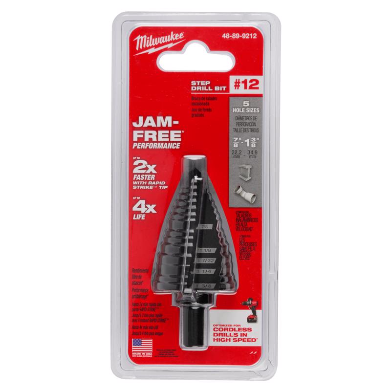 Milwaukee 7/8 - 1-3/8 in. Black Oxide Step Drill Bit 1 pk