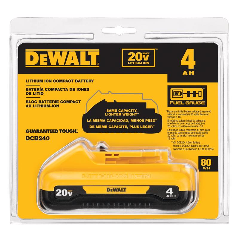 DeWalt 20V MAX DCB240 4 Ah Lithium-Ion Compact Battery 1 pc