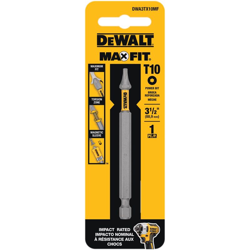 DeWalt Max Fit Torx #10 X 3-1/2 in. L Screwdriver Bit S2 Tool Steel 1 pk