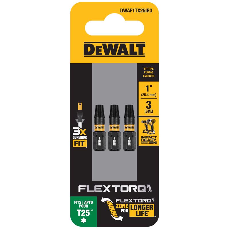 DeWalt FlexTorq Torx T25 X 1 in. L Impact Driver Bit Set Steel 3 pc