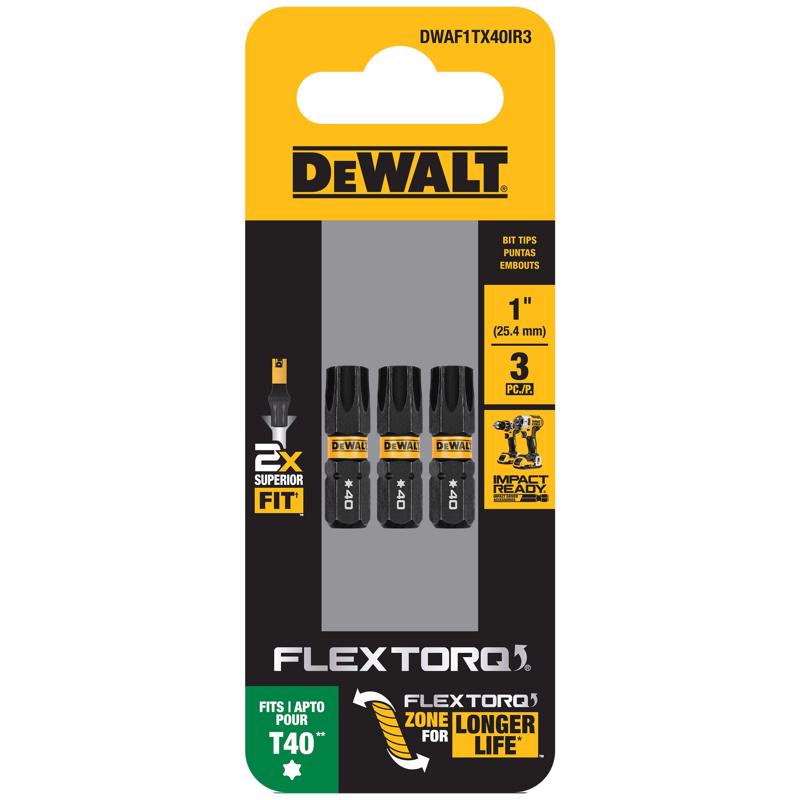 DeWalt FlexTorq Torx T40 X 1 in. L Impact Driver Bit Set Steel 3 pc