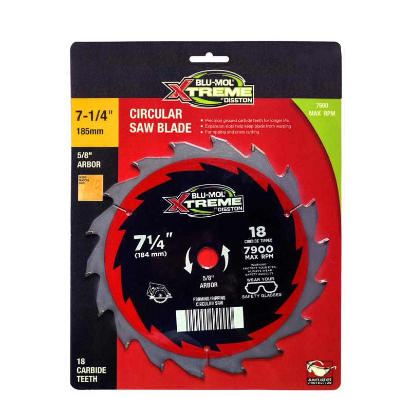 BluMol Xtreme 7-1/4 in. D X 5/8 in. Carbide Tipped Circular Saw Blade 18 teeth 1 each