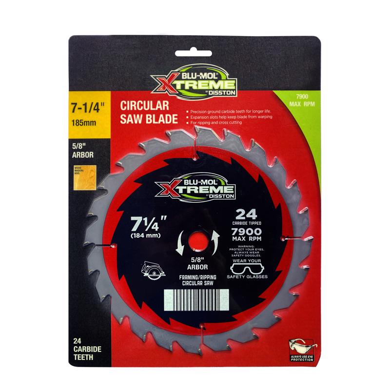 BluMol Xtreme 7-1/4 in. D X 5/8 in. Carbide Tipped Circular Saw Blade 24 teeth 1 each