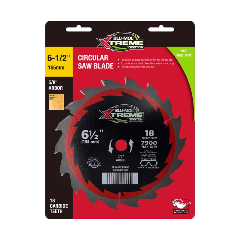BluMol Xtreme 6-1/2 in. D X 5/8 in. Carbide Tipped Circular Saw Blade 18 teeth 1 each