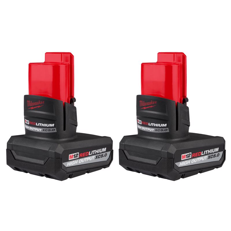 Milwaukee M12 REDLITHIUM 5 Ah Lithium-Ion High Output Battery 2 pc