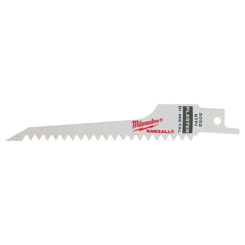 Milwaukee SAWZALL 5 in. Bi-Metal Plaster Reciprocating Saw Blade 6 TPI 5 pk