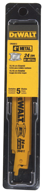 DeWalt 4 in. Bi-Metal Reciprocating Saw Blade 24 TPI 5 pk