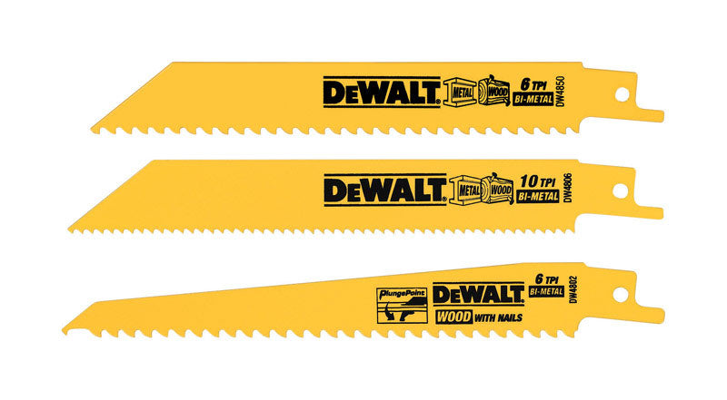 DeWalt 6 in. Bi-Metal Reciprocating Saw Blade Set Multi TPI 3 pk