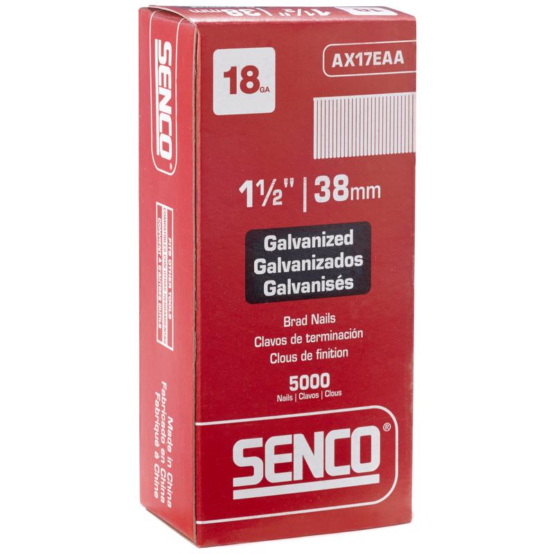 Senco 1-1/2 in. L X 18 Ga. Straight Strip Galvanized Brad Nails 5000 pk