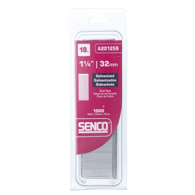 Senco 1-1/4 in. L X 18 Ga. Straight Strip Galvanized Brad Nails 1,000 pk
