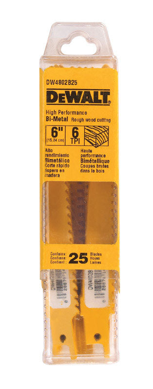 DeWalt 6 in. Bi-Metal Reciprocating Saw Blade 6 TPI 1 blade