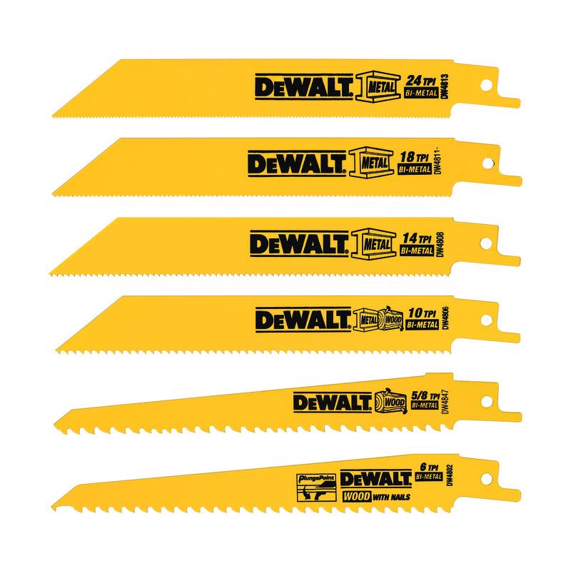 DeWalt Bi-Metal Reciprocating Saw Blade Set Multi TPI 6 pk