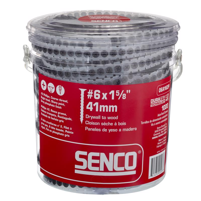 Senco DuraSpin No. 6 Sizes X 1-5/8 in. L Phillips Collated Drywall Screws 1000 pk