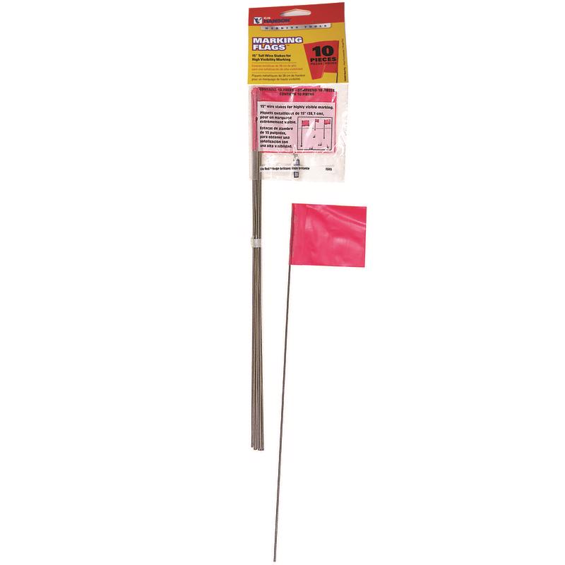 C.H. Hanson 15 in. Fluorescent Red Marking Flags Polyvinyl 10 pk